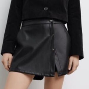 Zara Vegan Leather Button Up Skort